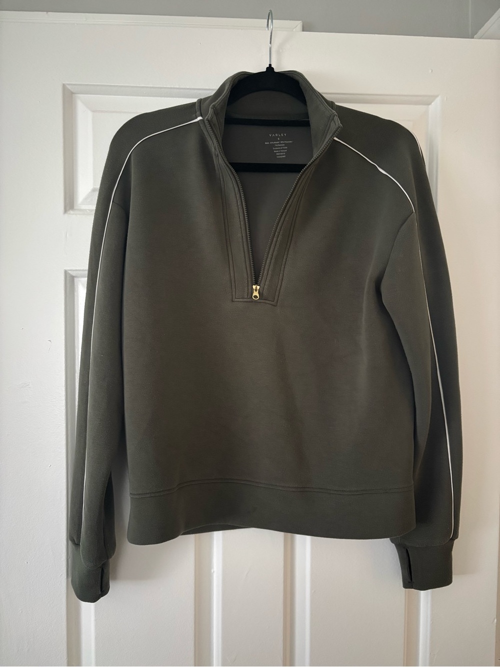 Varley Kirsi Half Zip Pullover Olive Green Scuba Sweatshirt - Size Small - Picture 9 of 12